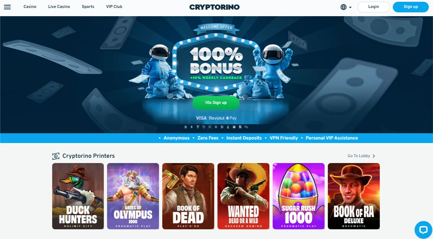 Cryptorino: bitcoin slots – generous match with weekly cashback